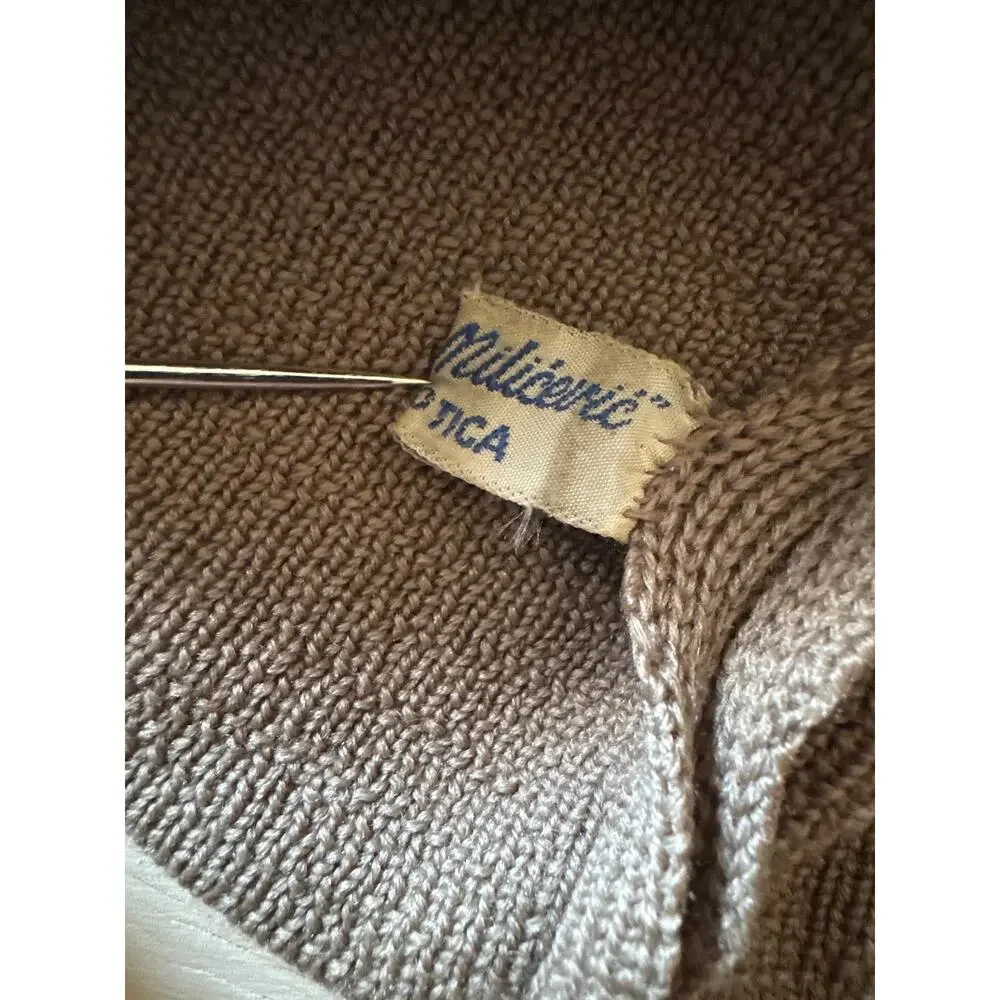 Vintage 70s Bosa Milicevic Yugoslavia Brown Knit Cardigan Wood Buttons L